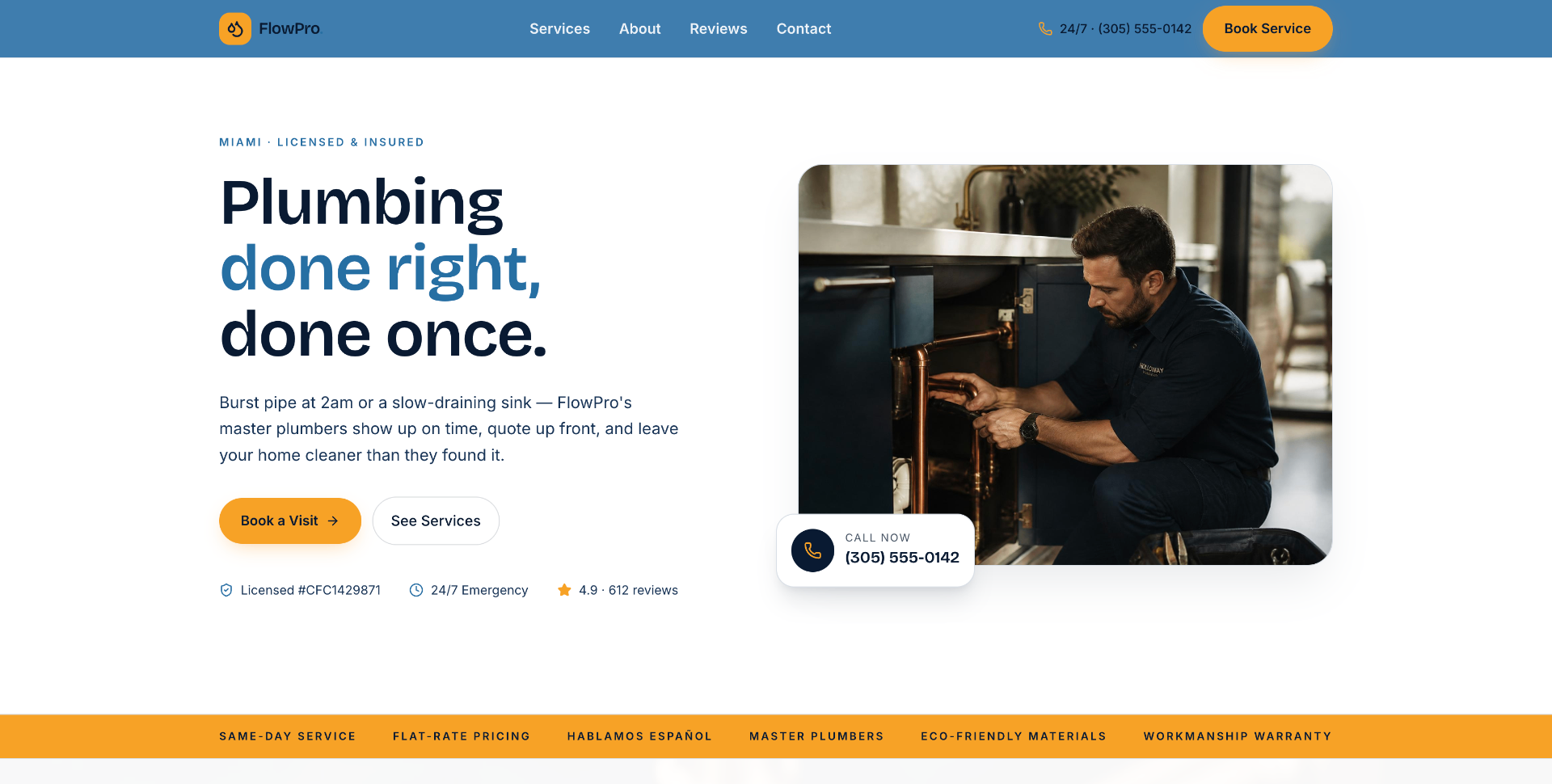 Mainline — Plumbing website template preview