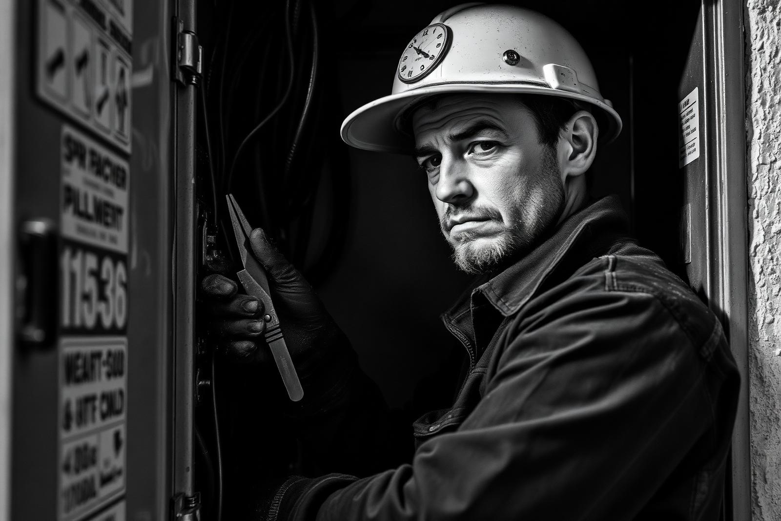 Electrician working in a service panel